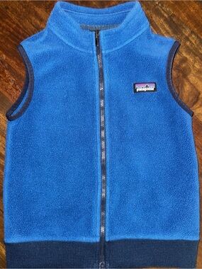 Patagonia Royal Blue Kids Fleece Vest with Navy Trim